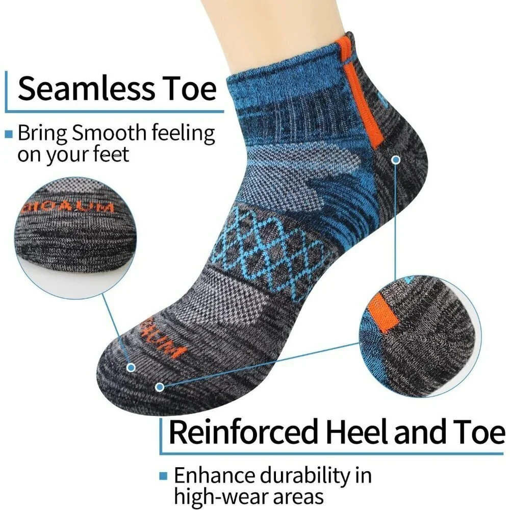 Men's Athletic Cotton Quarter Socks Size 10-13 6 Pairs Colors Running Work